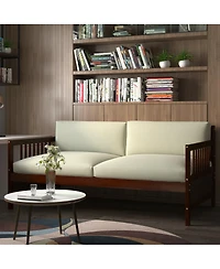Gymax Twin Wooden Slats Daybed Frame Support Platform W/Rails Cherry