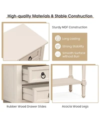 Gouun Narrow Console Table with 3 Storage Drawers and Open Bottom Shelf