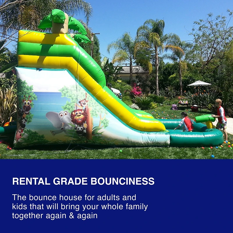 HeroKiddo 12 Safari Commercial Grade Inflatable Water Slide with Attached Pool for Kids & Adults (No Blower Included)