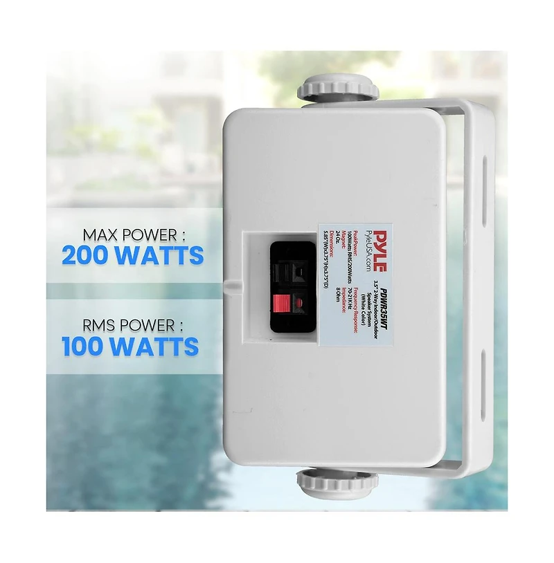 Pyle 3.5” 2-Way Indoor/Outdoor Speaker System - Waterproof Design with 1/2” High Compliance Polymer Tweeter