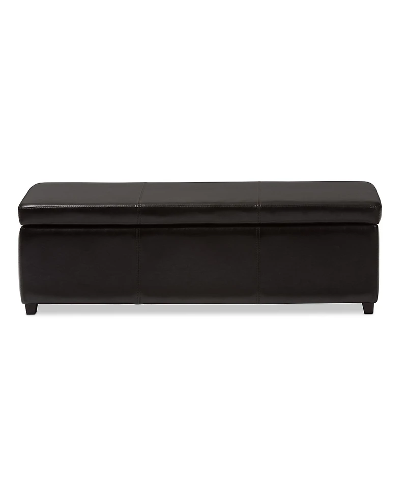Baxton Studio Dark Brown Pu Leather Storage Bench Ottoman with Stitching