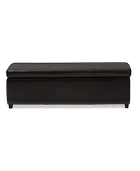 Baxton Studio Dark Brown Pu Leather Storage Bench Ottoman with Stitching