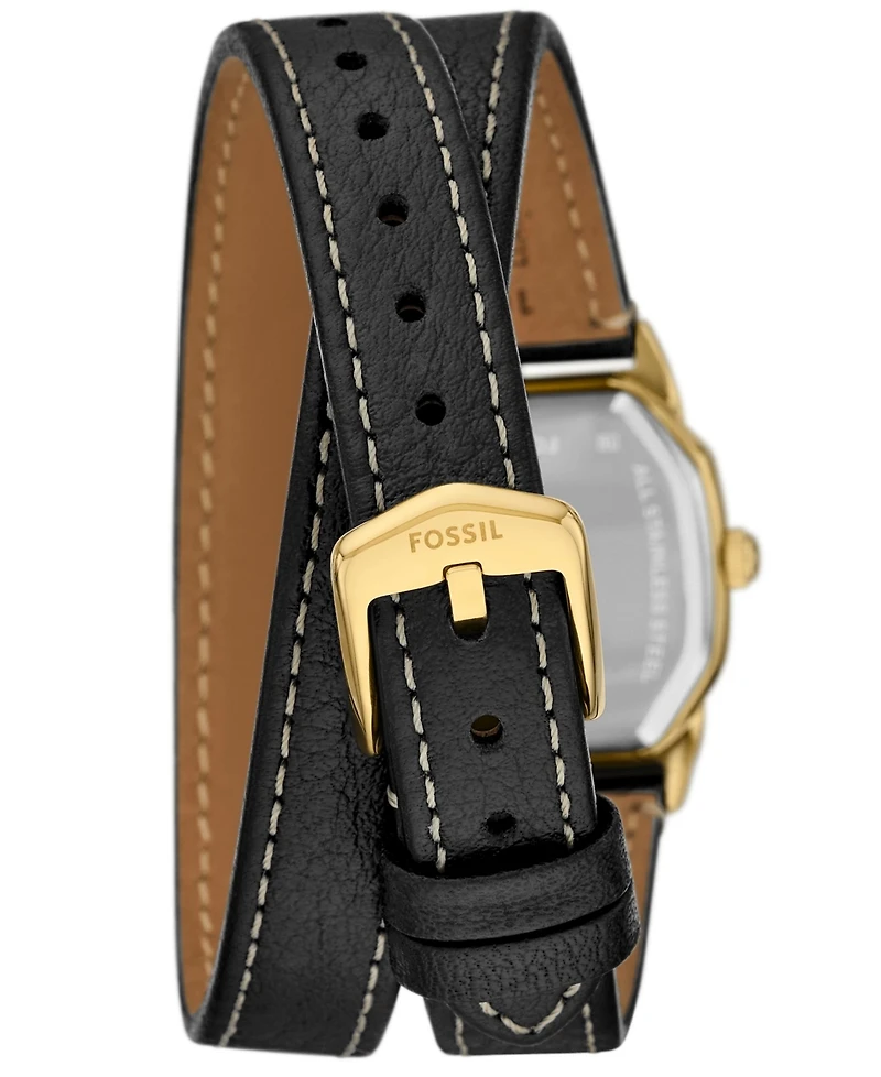 Fossil Women's Harlow Three-Hand Black Leather Watch, 27mm