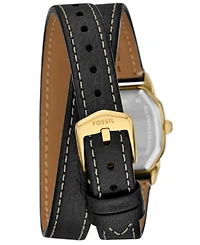 Fossil Women's Harlow Three-Hand Black Leather Watch, 27mm