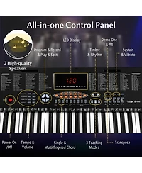 Gymax 61-Key Electronic Keyboard Piano w/ 300 Rhythms 300 Timbres 50 Demo Songs