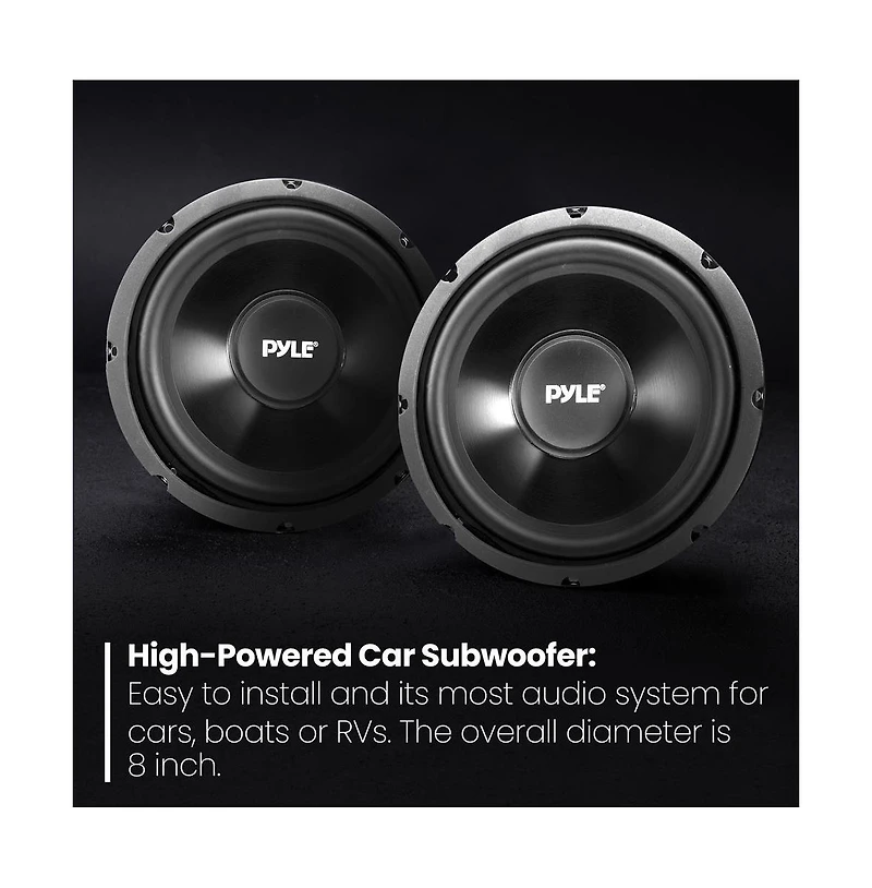 Pyle 8" Single Voice Coil Car Subwoofer, 200 Watts, 4-Ohm