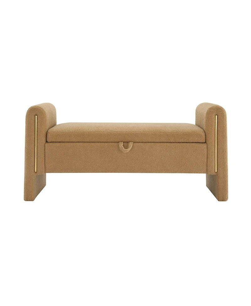 The Pop Home Modern Teddy Bed End Bench with Storage and Arms, Upholstered Foot Rest Stool, Comfy Vanity Bench-The