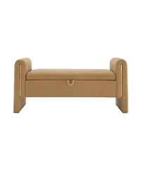 The Pop Home Modern Teddy Bed End Bench with Storage and Arms, Upholstered Foot Rest Stool, Comfy Vanity Bench-The