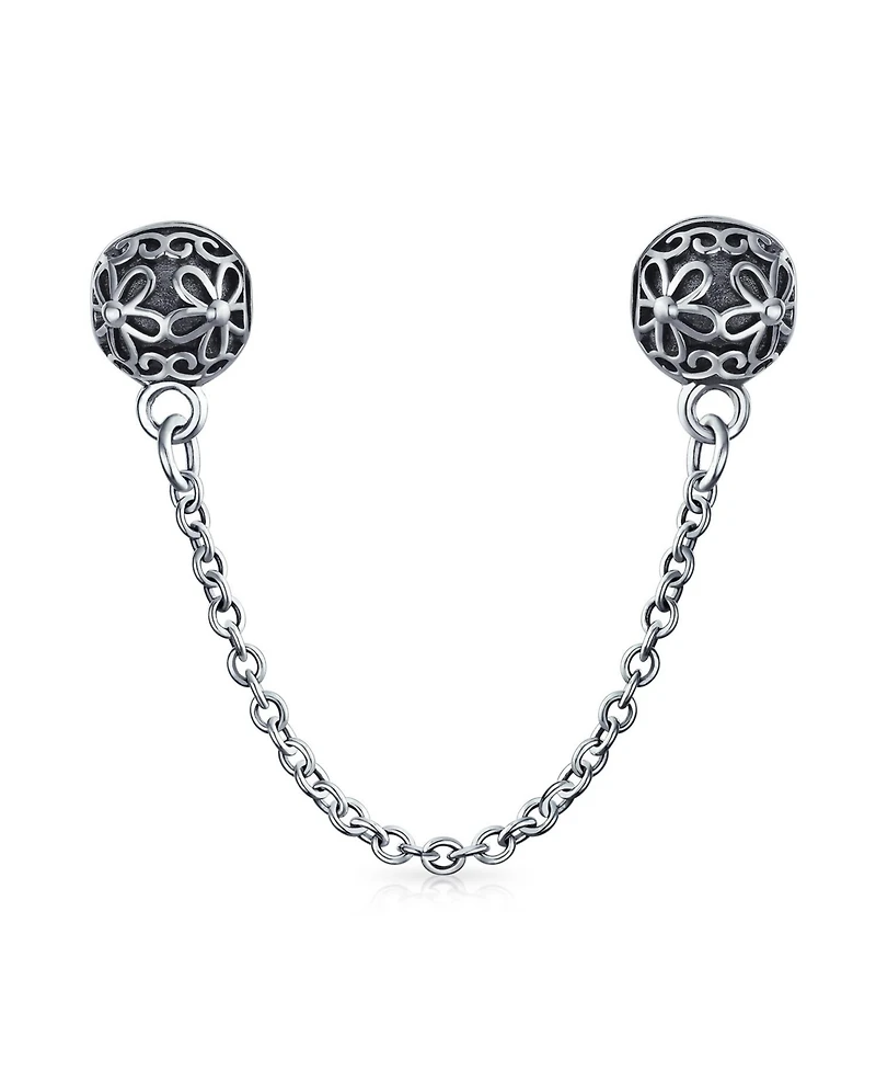 Bling Jewelry Double Daisy Clasp Spacer Charm Floral Bouquet Safety Chain Bead Bracelets