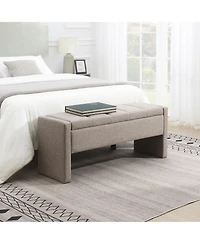 Modern Upholstered Bed End Bench with Storage, Linen Foot Rest Stool, Multi-Functional Vanity Stool-The Pop Home