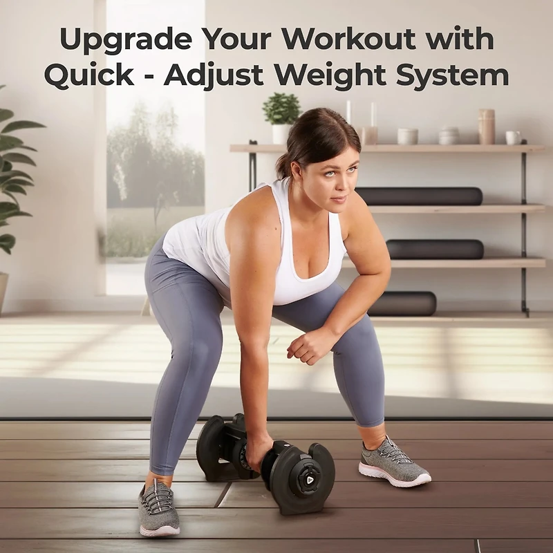 LifePro Single Adjustable Dumbbell – 4lb to 90lb Weight Range, Compact Design for Home Gym, Versatile Fitness Equipment