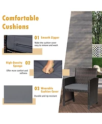 Gymax 3PCS Patio Pe Rattan Conversation Furniture Set Bistro w/ Waterproof Cover Turquoise