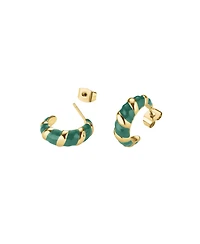 Rosefield Emerald Croissant Hoops In 14K Yellow Gold Plated Stainless Steel