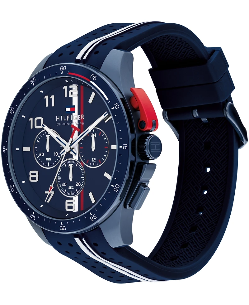 Tommy Hilfiger Men's Chronograph Blue Silicone Strap Watch, 46mm