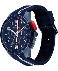 Tommy Hilfiger Men's Chronograph Blue Silicone Strap Watch, 46mm