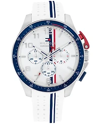 Tommy Hilfiger Men's Chronograph White Silicone Strap Watch, 46mm