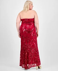 B Darlin Trendy Plus Size Sequin Embellished Halter Gown, Created for Macy's