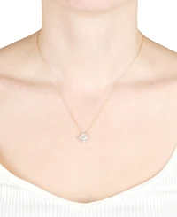 Cubic Zirconia Flower Pendant Necklace (1/2 ct. t.w.) in 14k Gold Over Sterling Silver, 18"