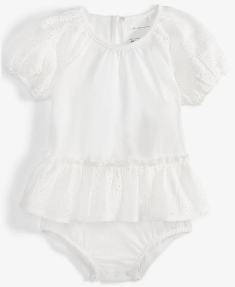 First Impressions Baby Girls Eyelet-Detail Sunsuit