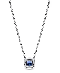 Pandora Sparkling Square Blue Halo Pendant Necklace