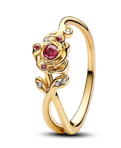 Pandora Gold-Plated Disney Beauty and Beast Rose Ring