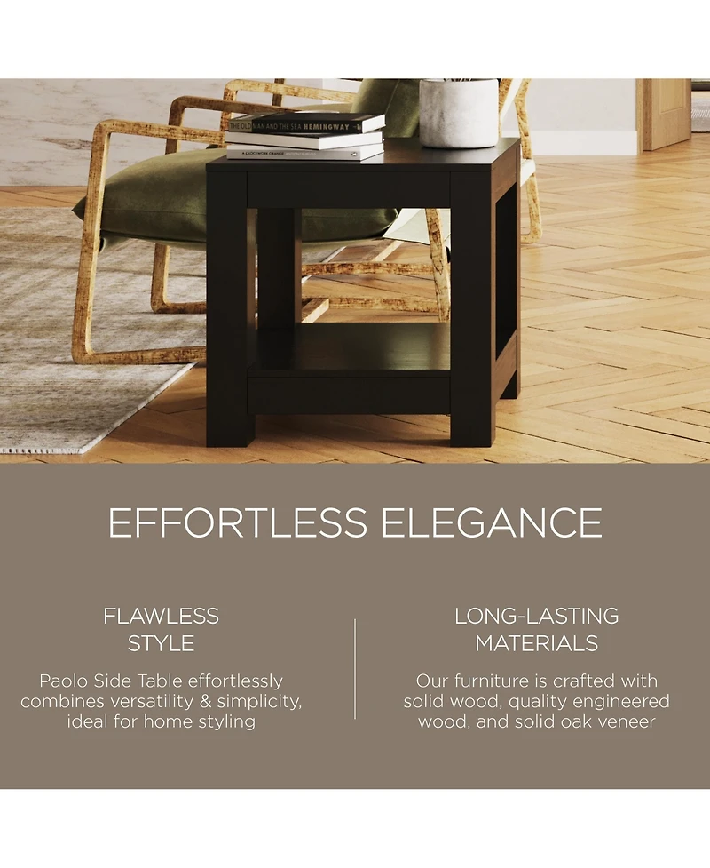 Maven Lane Paulo Wooden Side Table in Weathered Black Finish, Set of 2
