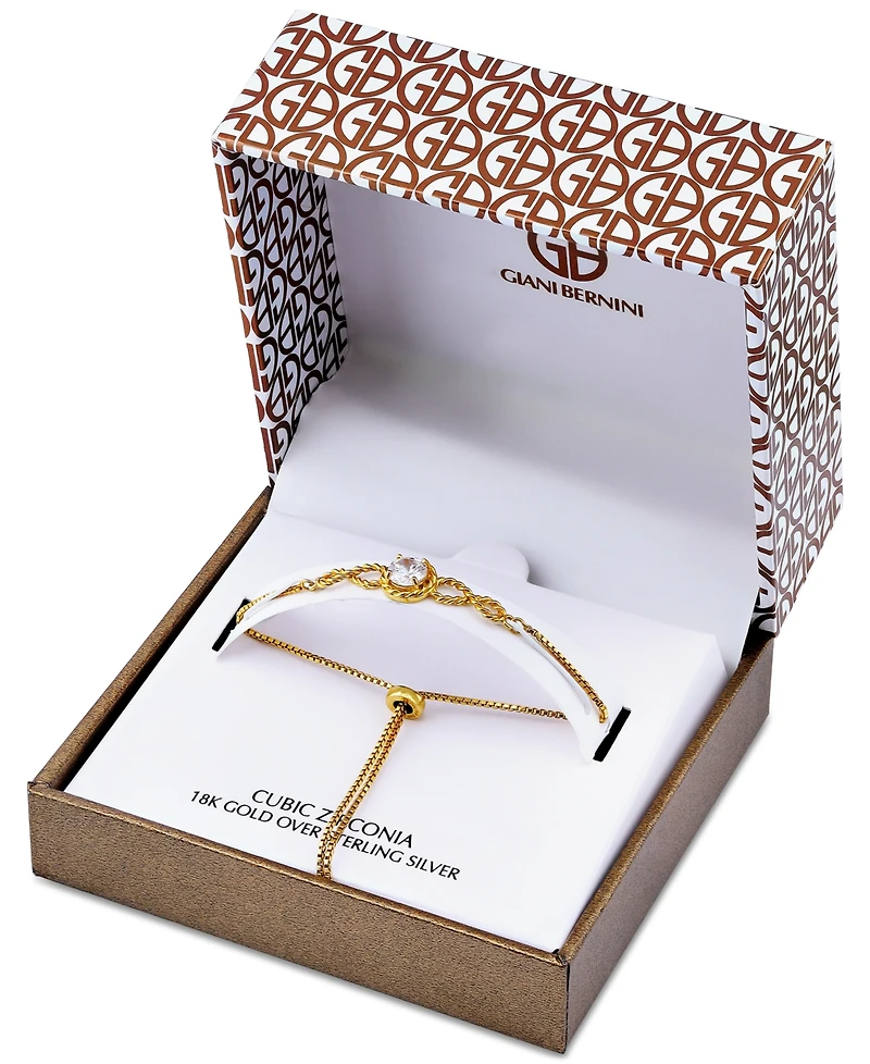 Giani Bernini Round Cubic Zirconia Infinity Link Bolo Bracelet (1-1/4 ct. t.w.) 18k Gold Over Sterling Silver, Exclusively at Macy's