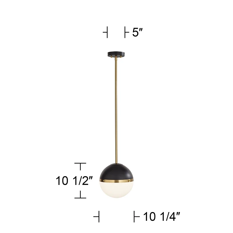 360 Lighting McGraw 10 1/4" Modern Pendant Ceiling Light Fixture Dining Room Over Table Hanging Antique Brass and Black Mini