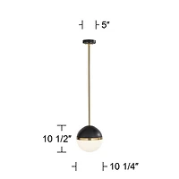 360 Lighting McGraw 10 1/4" Modern Pendant Ceiling Light Fixture Dining Room Over Table Hanging Antique Brass and Black Mini