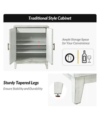 Eusebio Traditional Accent Cabinet with Hidden Drawer and Tapered Legs