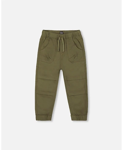 Deux par Deux Big Boys Stretch Twill Jogger Pant Dark Olive Green