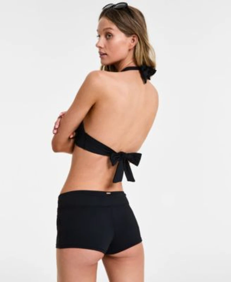 Anne Cole Womens Solid Banded Halter Bikini Top Twist Front Shorty Bikini Bottoms