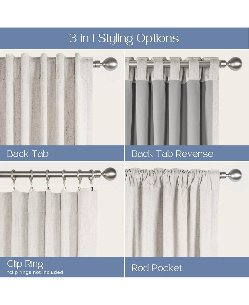 Chenille Blackout Back Tab Curtains Pair
