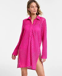 Carmen Marc Valvo Women's Crochet Tunic Swim Cover-Up