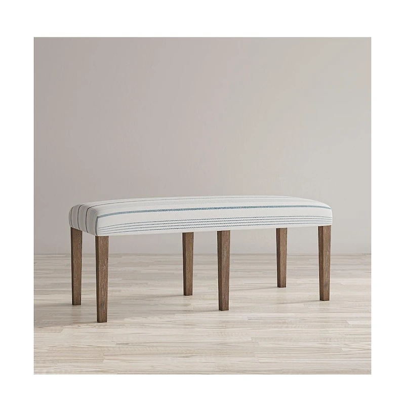 Jofran Eastern Tides Coastal Wire-Brushed Wood 46" Upholstered Dining Bench