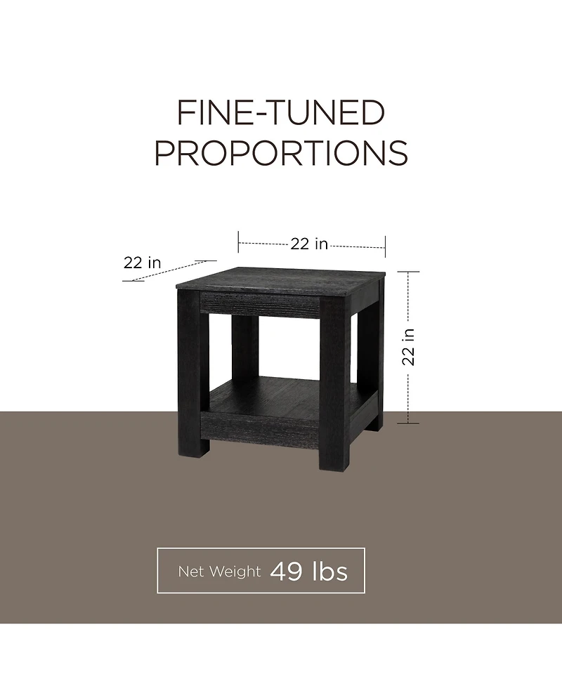 Maven Lane Paulo Wooden Coffee Table with Set of 2 Side Tables, Weathered Black