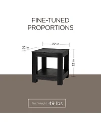 Maven Lane Paulo Wooden Coffee Table with Set of 2 Side Tables, Weathered Black