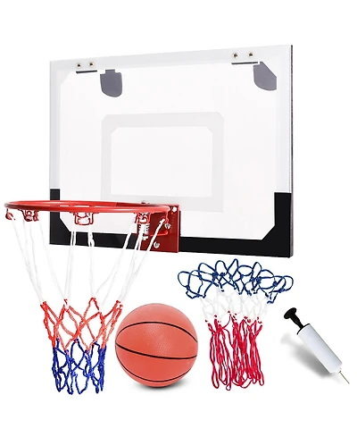 Gymax Over-The-Door Mini Basketball Hoop Includes Basketball & Hand Pump Indoor Sports