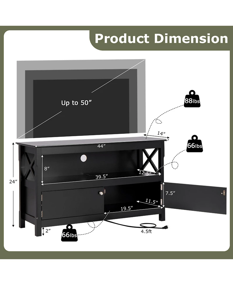 Gouun Tv Stand Entertainment Center with Charging Station for TVs up to 50 Inch