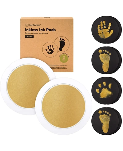 KeaBabies 2pk Round Inkless Ink Pad for Baby Hand and Footprint Kit, Clean Touch Dog Paw, Nose Print & Pet Safe