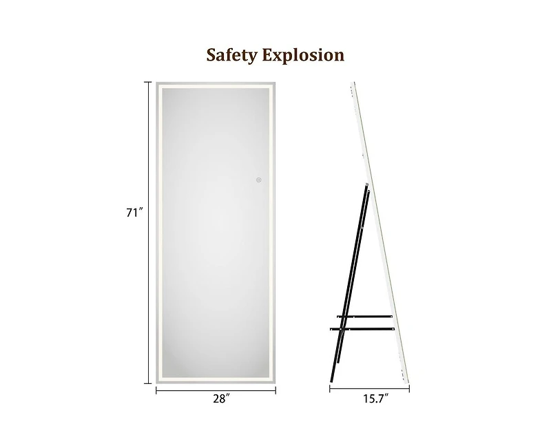 gaomon Led Mirror Full Length 71"x 28" Full Body Mirror with Light Floor Mirror Wall Mounted Mirror Freestanding Full Size Mirror dimming 3 Colors Lig