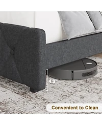 gaomon Upholstered Platform Bed Frame with Usb Ports - Adjustable Headboard, Strong Frame, Wooden Slats Support