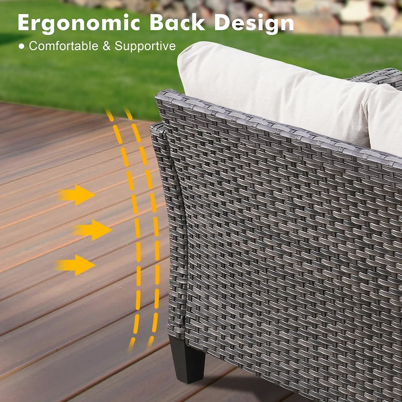 Xizzi 5 Piece Patio Furniture, Outdoor Furniture Sets, Modern Wicker Sectional and 2 Pillows, All Weather Garden Sofa, Backyard,