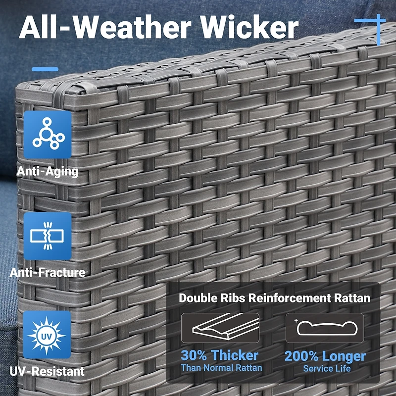 Xizzi Patio Furniture Set 7 Piece High Back Sofa Outdoor Conversation Sets All Weather Wicker Rattan Sectional Couch and Chairs Garden Backya