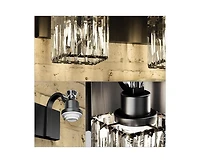gaomon Modern Crystal Bathroom Vanity Lights Black Bathroom Light Fixtures Crystal Vanity Shower Lights Over Mirror, Mirror Glass Crystal Bathroom Van