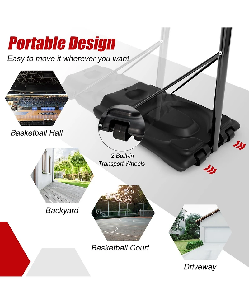 Kuyotq Height Adjustable Portable Shatterproof Backboard Basketball Hoop with 2 Nets