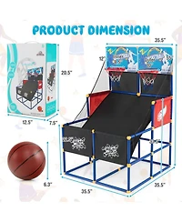 Kuyotq Kids Arcade Basketball Game Set with 4 Basketballs and Ball Pump