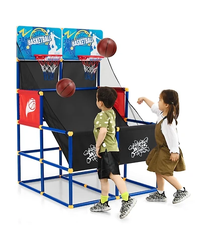 Kuyotq Kids Arcade Basketball Game Set with 4 Basketballs and Ball Pump