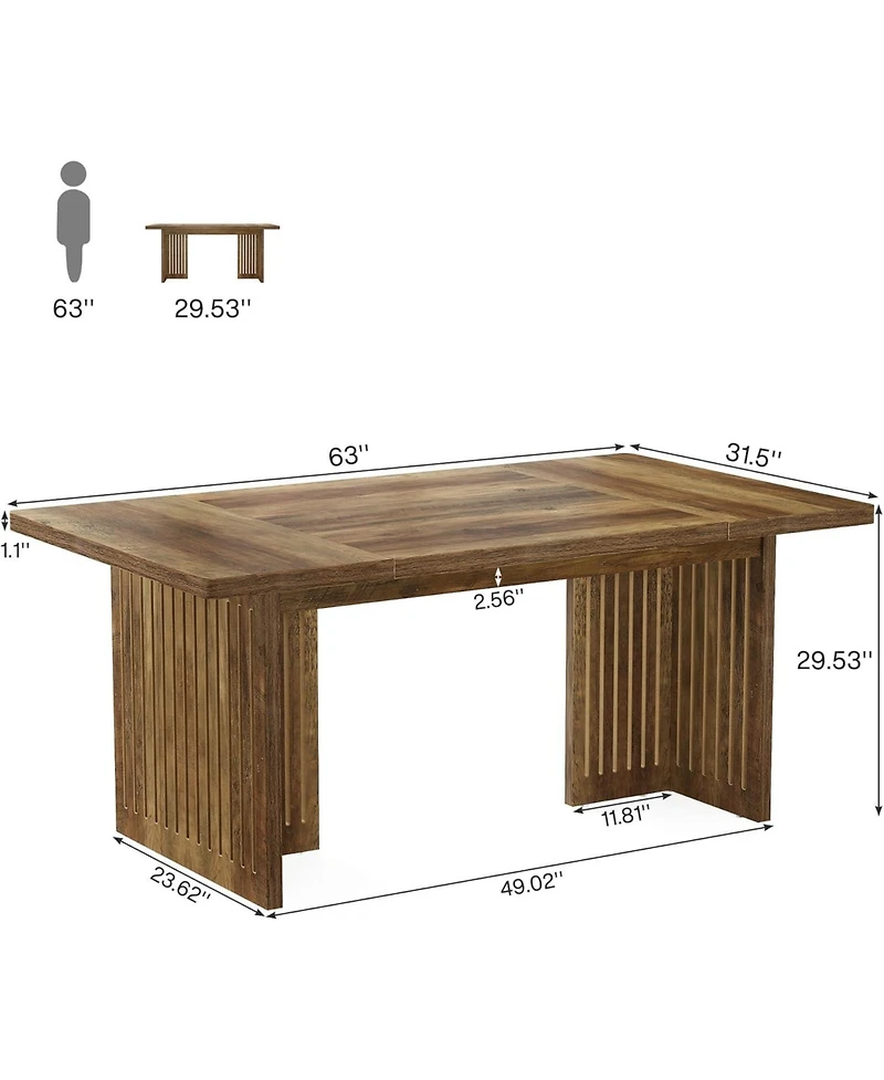 Tribesigns 63-Inch Executive Desk, Large Computer Desk with Sturdy Wood Legs & Thickened Tabletop, Mid-Century Modern Study Writing Table