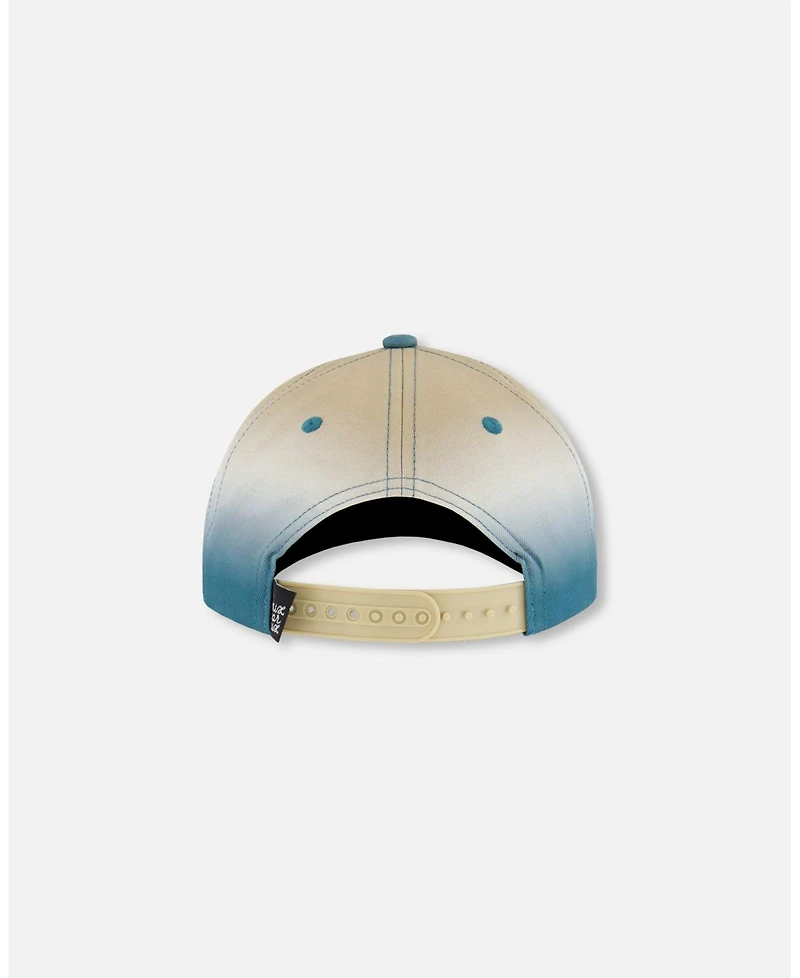 Deux par Deux Baby Boys Printed Cap Bluish Gray And Beige